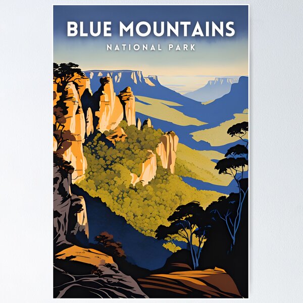 Item preview, Blue Mountains National Park Australia Three Sisters Vintage designed and sold by ZionPosteria.