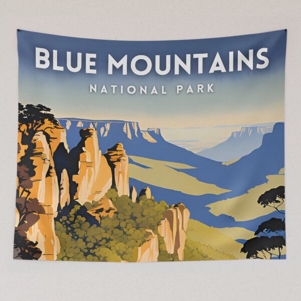 Item preview, Blue Mountains National Park Australia Three Sisters Vintage designed and sold by ZionPosteria.