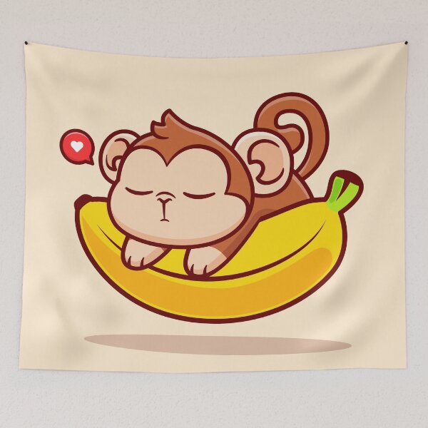 Item preview, "Banana Dreamland: Cute Cartoon Monkey Vector Icon" designed and sold by hjian8219.