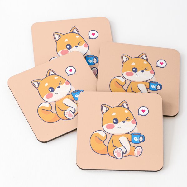 Item preview, Caffeine Companion: Cute Cartoon Shiba Inu Vector Icon designed and sold by hjian8219.