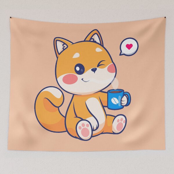 Item preview, Caffeine Companion: Cute Cartoon Shiba Inu Vector Icon designed and sold by hjian8219.