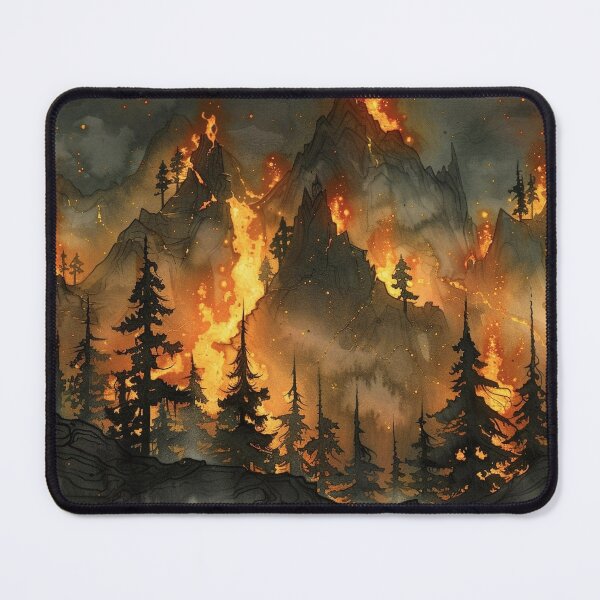 Item preview, Fantasy Watercolour Volcanic Mountain Landscape designed and sold by Lumaria Designs.
