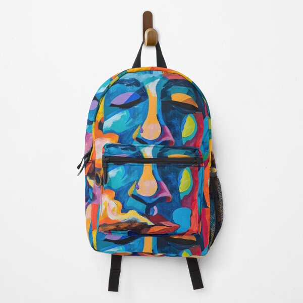Item preview, Cubist Reverie- Stylized Face with Cigar in Vibrant Abstraction AI Generated designed and sold by OlfactoART Studio.
