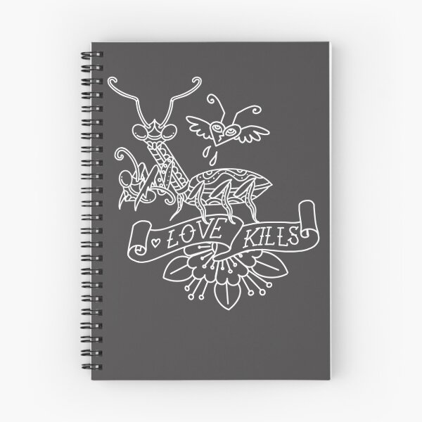 Item preview, "Love Kills" Praying Mantis white outlines designed and sold by ConsciousDust.