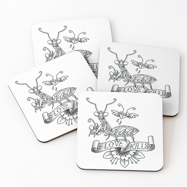 Item preview, "Love Kills" Praying Mantis - Greyscale designed and sold by CoffeeBrain.