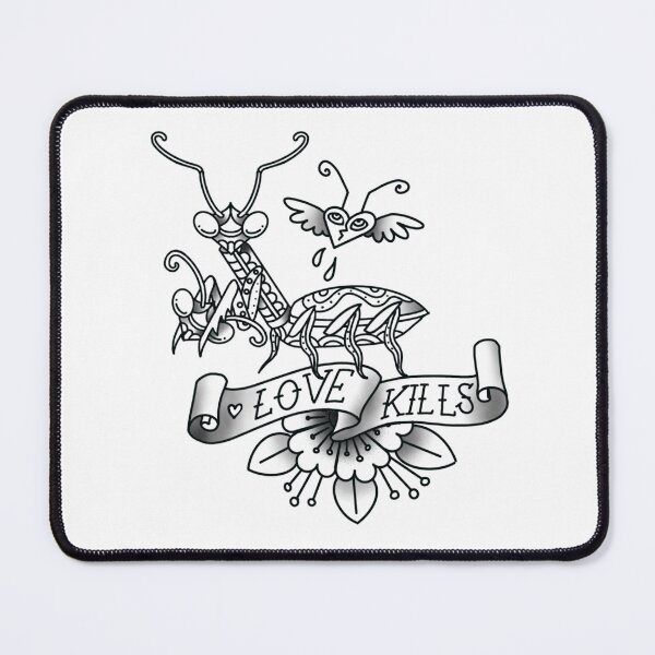 Item preview, "Love Kills" Praying Mantis - Greyscale designed and sold by CoffeeBrain.