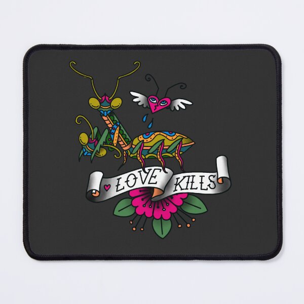 Item preview, "Love Kills" Praying Mantis (color version) Tattoo Design designed and sold by CoffeeBrain.