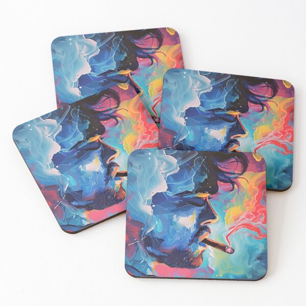 Item preview, Dynamic Dreamscapes- Man Smoking Cigar in Vivid Abstract Swirls and Vibrant Contrasts designed and sold by OlfactoART Studio.
