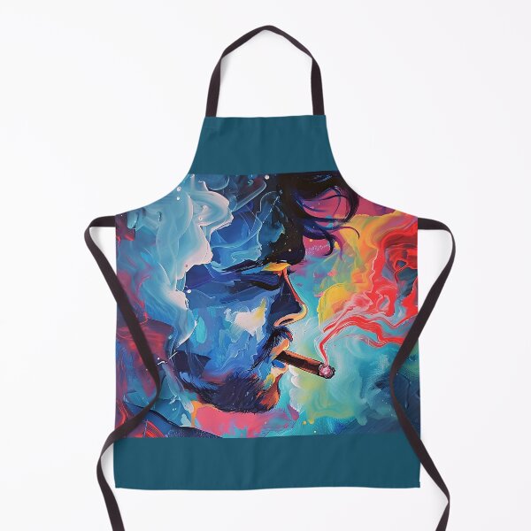 Item preview, Dynamic Dreamscapes- Man Smoking Cigar in Vivid Abstract Swirls and Vibrant Contrasts designed and sold by OlfactoART Studio.