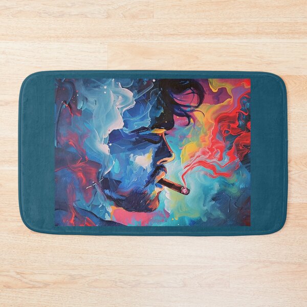 Item preview, Dynamic Dreamscapes- Man Smoking Cigar in Vivid Abstract Swirls and Vibrant Contrasts designed and sold by OlfactoART Studio.