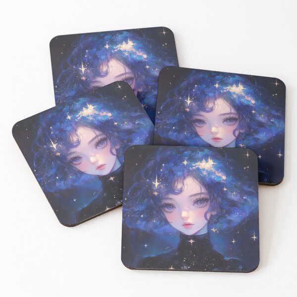Item preview, Neon Star Celeste Nova Blue Purple Anime Girl Print designed and sold by Purrfectanime.