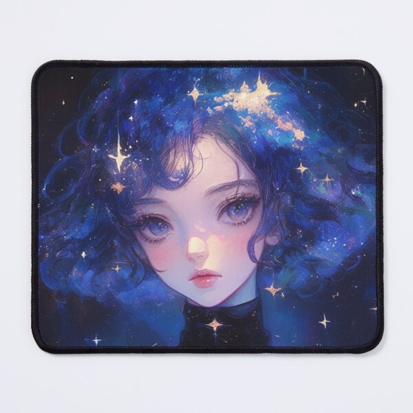 Item preview, Neon Star Celeste Nova Blue Purple Anime Girl Print  designed and sold by Purrfectanime.