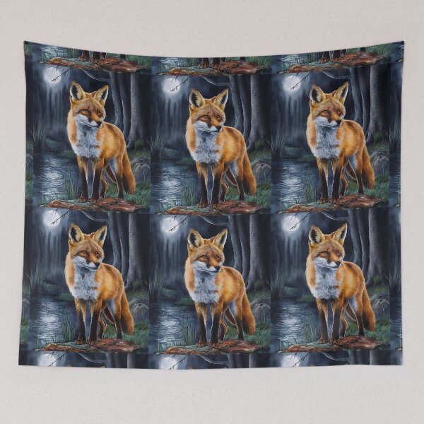 Artikelvorschau, Fuchsporträt. Nachtfuchs, Mondfuchs, Fantasiefuchs, wunderlicher Fuchs entworfen und verkauft von FoxVibes.