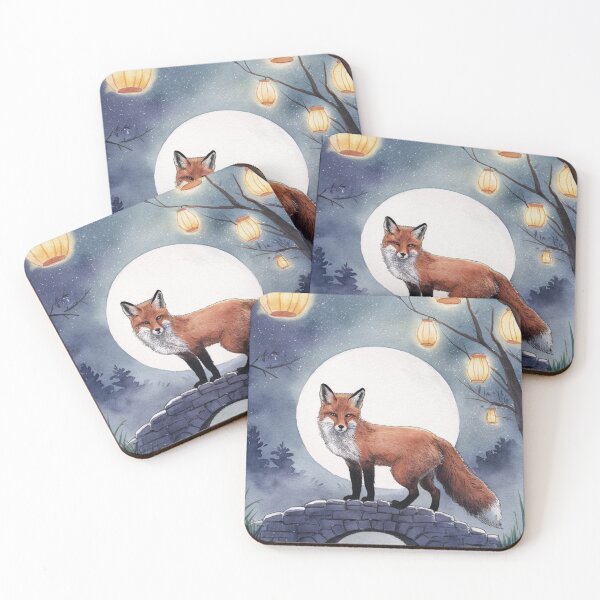 Item preview, Fox Portrait. night fox, moon fox, fantasy fox, whimsical fox designed and sold by FoxVibes.