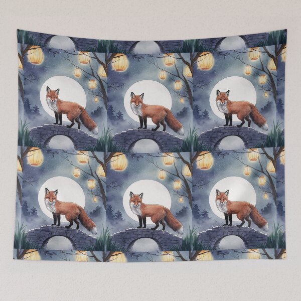 Item preview, Fox Portrait. night fox, moon fox, fantasy fox, whimsical fox designed and sold by FoxVibes.