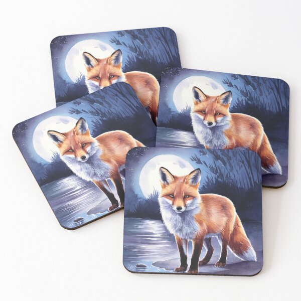 Item preview, Fox Portrait. night fox, moon fox, fantasy fox, whimsical fox designed and sold by FoxVibes.