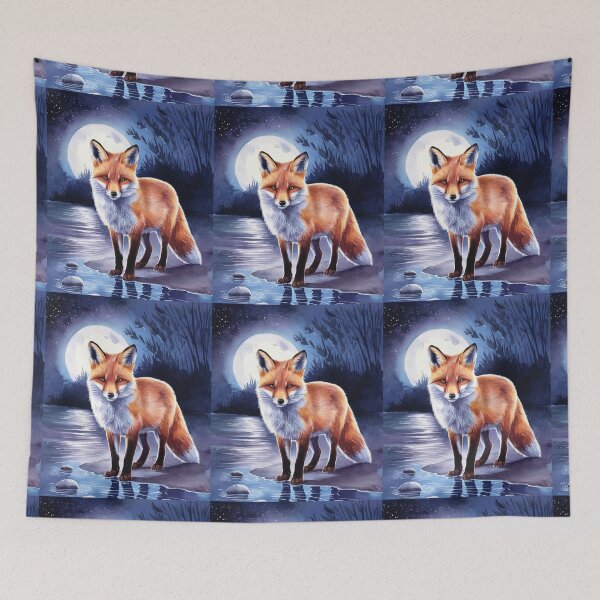 Item preview, Fox Portrait. night fox, moon fox, fantasy fox, whimsical fox designed and sold by FoxVibes.