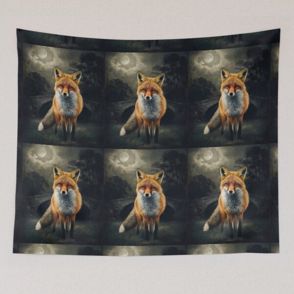 Item preview, Fox Portrait. night fox, moon fox, fantasy fox, whimsical fox designed and sold by FoxVibes.