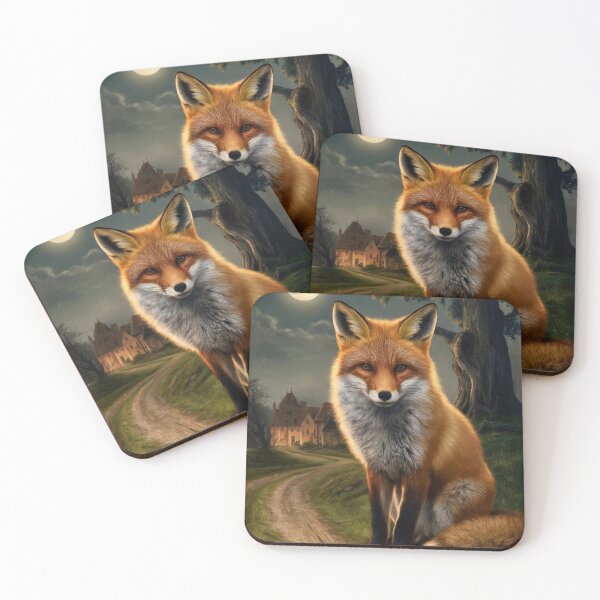 Item preview, Fox Portrait. night fox, moon fox, fantasy fox, whimsical fox designed and sold by FoxVibes.