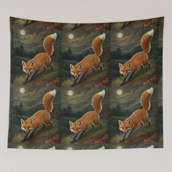 Item preview, Fox Portrait. night fox, moon fox, fantasy fox, whimsical fox designed and sold by FoxVibes.