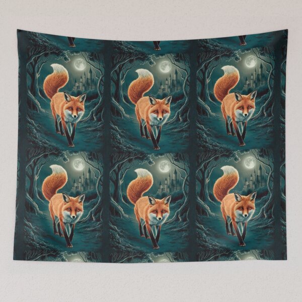 Item preview, Fox Portrait. night fox, moon fox, fantasy fox, whimsical fox designed and sold by FoxVibes.