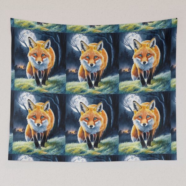 Artikelvorschau, Fuchsporträt. Nachtfuchs, Mondfuchs, Fantasiefuchs, wunderlicher Fuchs entworfen und verkauft von FoxVibes.
