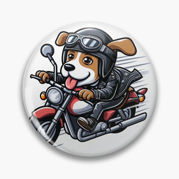 Item preview, cartoon of a dog wearing a leather jacket and helmet riding a superbike designed and sold by MzulhilmiZam.