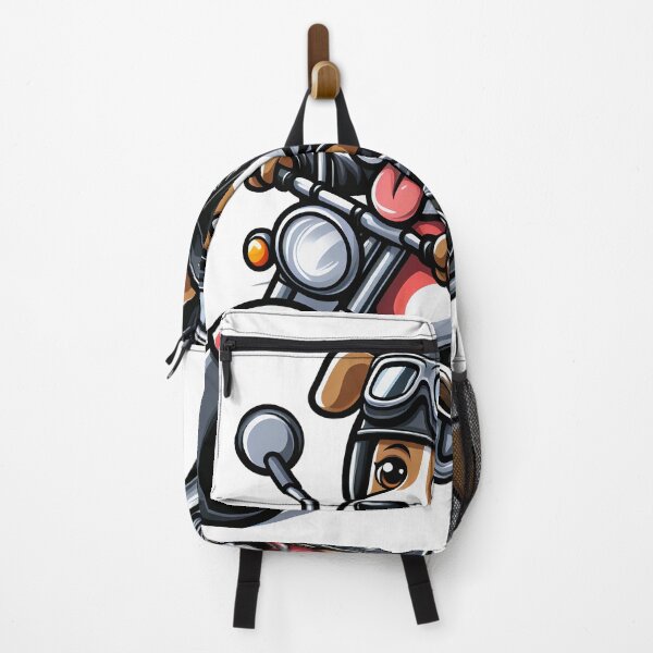 Item preview, cartoon of a dog wearing a leather jacket and helmet riding a superbike designed and sold by MzulhilmiZam.