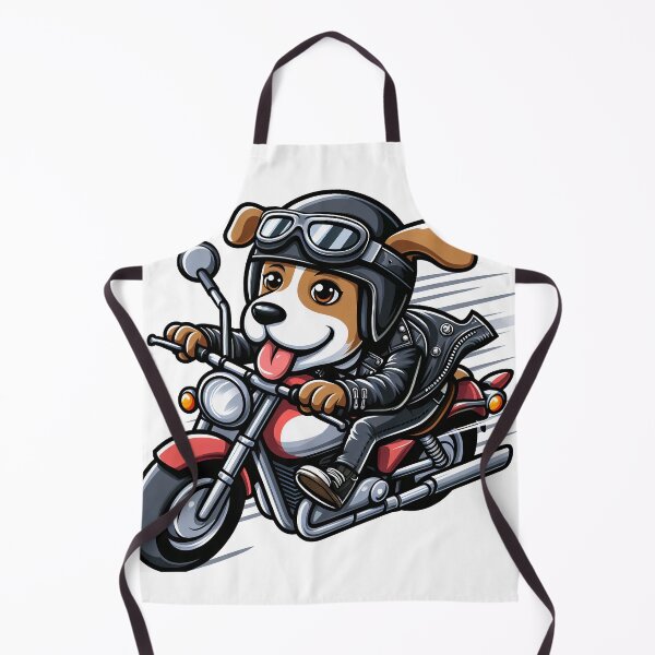 Item preview, cartoon of a dog wearing a leather jacket and helmet riding a superbike designed and sold by MzulhilmiZam.