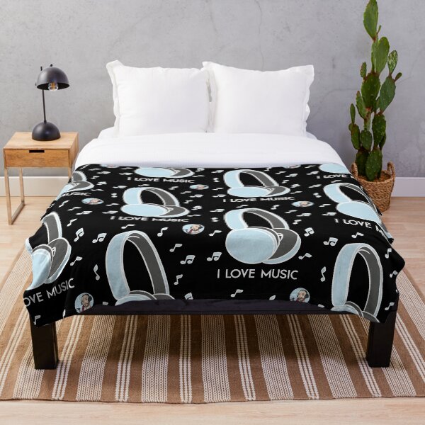 Item preview, Phrase I Love Music cartoonish by Apolo Oscar for products in black designed and sold by DarielaGrafik.