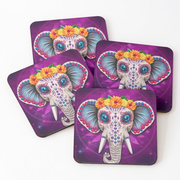 Item preview, Elephant Portrait. sugar skull day, day of the dead, calavera, mexican skull, colorful skull, candy skull designed and sold by ElephantVibes.