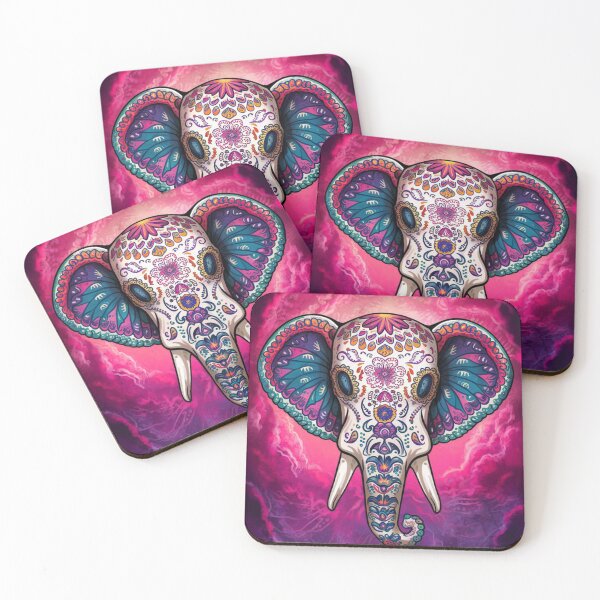 Item preview, Elephant Portrait. sugar skull day, day of the dead, calavera, mexican skull, colorful skull, candy skull designed and sold by ElephantVibes.