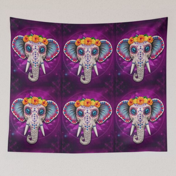 Item preview, Elephant Portrait. sugar skull day, day of the dead, calavera, mexican skull, colorful skull, candy skull designed and sold by ElephantVibes.