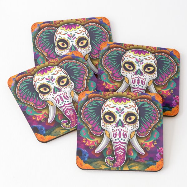 Item preview, Elephant Portrait. sugar skull day, day of the dead, calavera, mexican skull, colorful skull, candy skull designed and sold by ElephantVibes.
