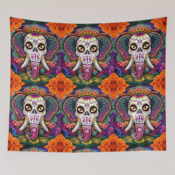 Item preview, Elephant Portrait. sugar skull day, day of the dead, calavera, mexican skull, colorful skull, candy skull designed and sold by ElephantVibes.