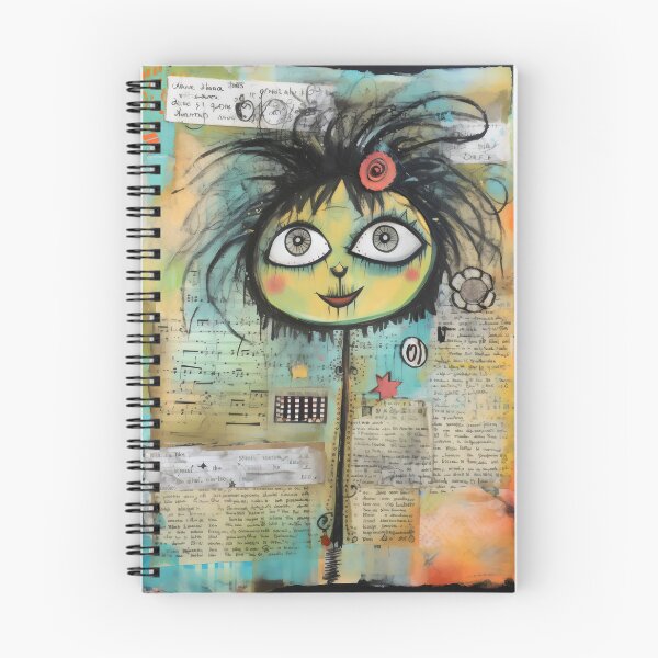 Item preview, Flowers and Scraps Messy Hair Lady against paper scraps wall designed and sold by CircusValley.
