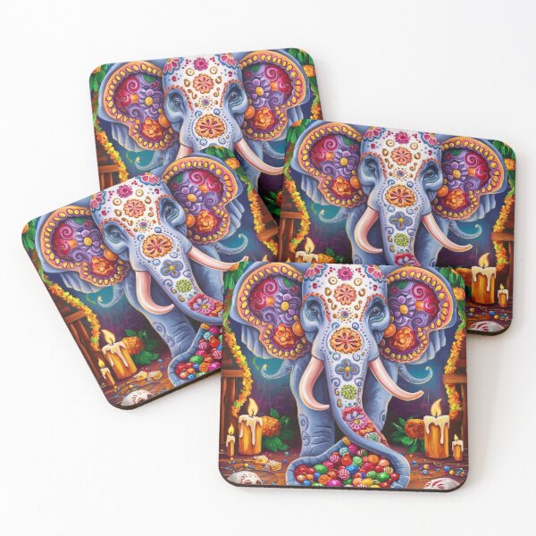 Item preview, Elephant Portrait. sugar skull day, day of the dead, calavera, mexican skull, colorful skull, candy skull designed and sold by ElephantVibes.