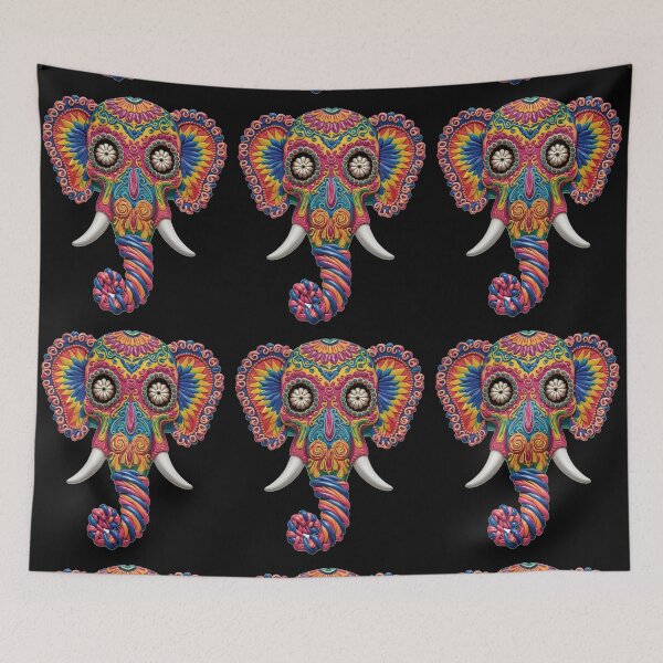Item preview, Elephant Portrait. sugar skull day, day of the dead, calavera, mexican skull, colorful skull, candy skull designed and sold by ElephantVibes.