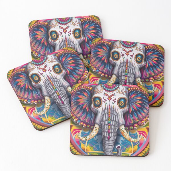 Item preview, Elephant Portrait. sugar skull day, day of the dead, calavera, mexican skull, colorful skull, candy skull designed and sold by ElephantVibes.
