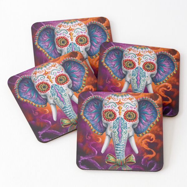 Item preview, Elephant Portrait. sugar skull day, day of the dead, calavera, mexican skull, colorful skull, candy skull designed and sold by ElephantVibes.