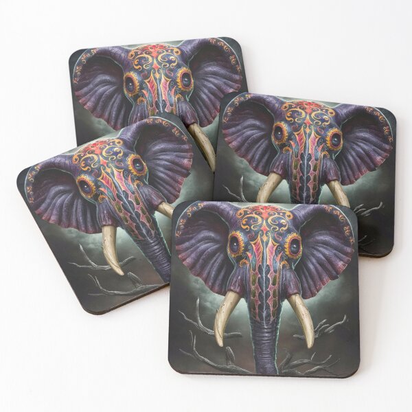 Item preview, Elephant Portrait. sugar skull day, day of the dead, calavera, mexican skull, colorful skull, candy skull designed and sold by ElephantVibes.
