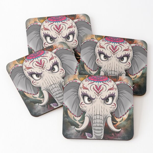Item preview, Elephant Portrait. sugar skull day, day of the dead, calavera, mexican skull, colorful skull, candy skull designed and sold by ElephantVibes.