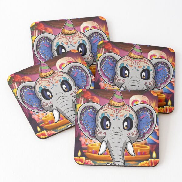 Item preview, Elephant Portrait. sugar skull day, day of the dead, calavera, mexican skull, colorful skull, candy skull designed and sold by ElephantVibes.