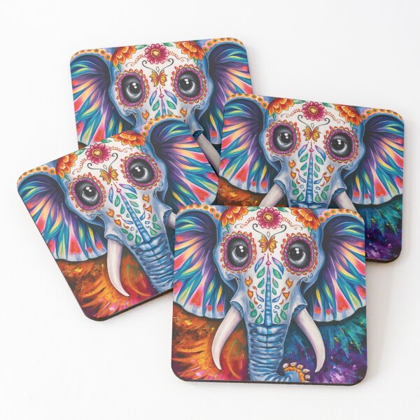 Item preview, Elephant Portrait. sugar skull day, day of the dead, calavera, mexican skull, colorful skull, candy skull designed and sold by ElephantVibes.