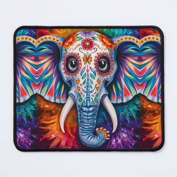 Item preview, Elephant Portrait. sugar skull day, day of the dead, calavera, mexican skull, colorful skull, candy skull designed and sold by ElephantVibes.