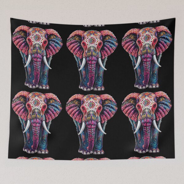 Item preview, Elephant Portrait. sugar skull day, day of the dead, calavera, mexican skull, colorful skull, candy skull designed and sold by ElephantVibes.