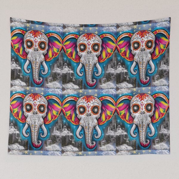 Item preview, Elephant Portrait. sugar skull day, day of the dead, calavera, mexican skull, colorful skull, candy skull designed and sold by ElephantVibes.