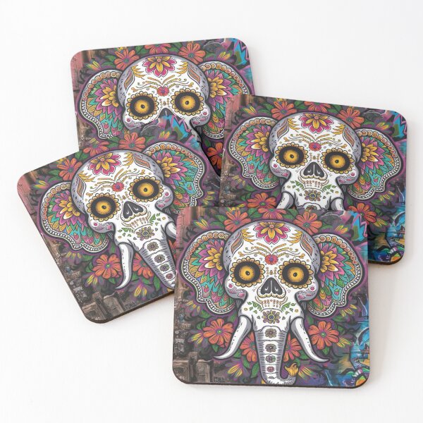 Item preview, Elephant Portrait. sugar skull day, day of the dead, calavera, mexican skull, colorful skull, candy skull designed and sold by ElephantVibes.