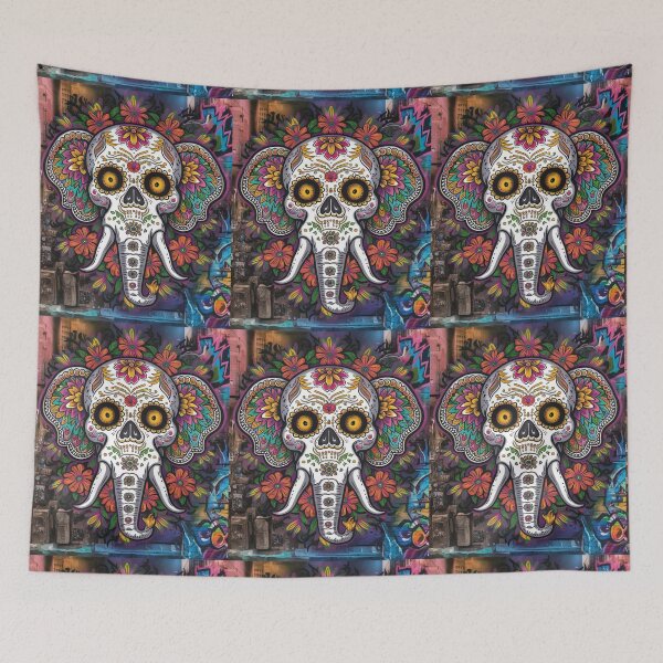 Item preview, Elephant Portrait. sugar skull day, day of the dead, calavera, mexican skull, colorful skull, candy skull designed and sold by ElephantVibes.