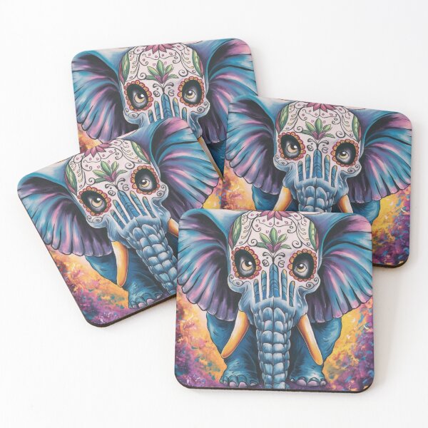 Item preview, Elephant Portrait. sugar skull day, day of the dead, calavera, mexican skull, colorful skull, candy skull designed and sold by ElephantVibes.
